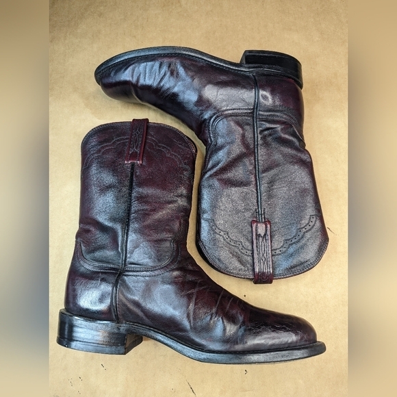 Lucchese Boots men's size 8.5D black cherry leather classic Western cowboy boots - Picture 9 of 13